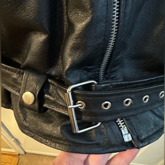 Custom Leather Biker Moto Jacket Embroidered Eagle West Star Choppers Med Lined - Picture 5 of 16